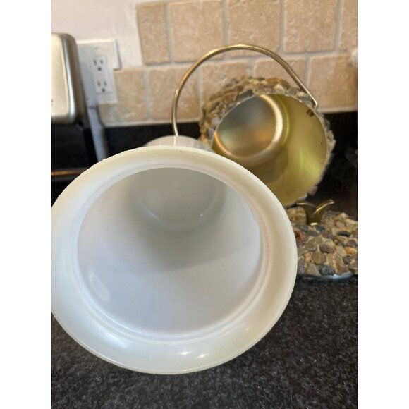 Vtg Ice Bucket Handmade Hand Placed Rocks Stones Pebbles Ice Bucket With Gold - Picture 8 of 10